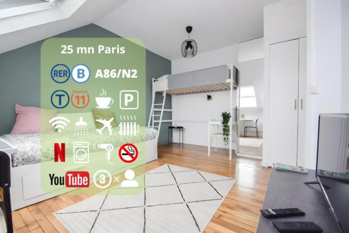 Disponible - Appartement Entier - 10Mn Rer B Aeroport Cdg - Paris Gare Du Nord, T11 Express, Le Bourget, Tout Equipe, Netflix Gratuit, 3 Personnes, 4Eme Etage, Escaliers, Parc Des Expositions, Parking Rue Gratuit Apres 19H دْراسي المظهر الخارجي الصورة